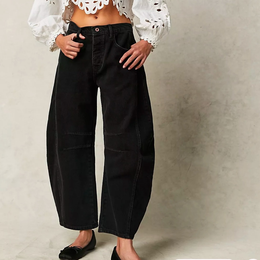 We The Free Good Luck Mid-Rise Barrel Jeans
